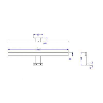 LED підсвітка Gama LUX 7.0 W, хром (50 см) LED підсвітка Gama LUX 7.0 W, хром (50 см)