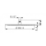 Верхній душ Rodos 012CP R300mm, круглий