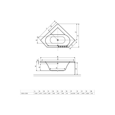 Ванна акрилова кутова симетрична 1500x1500 Excellent Supreme (WAEX.SUP15WH) Ванна акрилова кутова симетрична 1500x1500 Excellent Supreme (WAEX.SUP15WH)