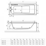 Ванна акрилова прямокутна Excellent Ava 1500x705 (WAEX.AVA15WH)