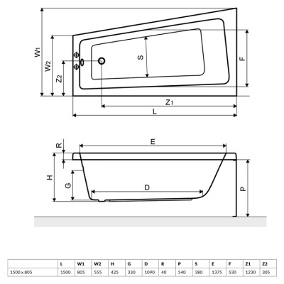 Ванна акрилова кутова Excellent Ava Comfort 1500x800 (WAEX.AVL15WH) Ванна акрилова кутова Excellent Ava Comfort 1500x800 (WAEX.AVL15WH)