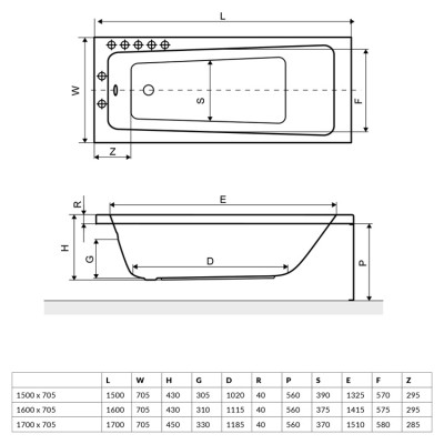 Ванна акрилова прямокутна Excellent Ava 1600x705 (WAEX.AVA16WH) Ванна акрилова прямокутна Excellent Ava 1600x705 (WAEX.AVA16WH)