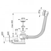 Сифон для ванни Excellent SIMPLE 570 мм автомат чорний мат (AREX.A55BL)