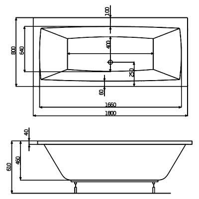 Ванна Vita 180x80 з ніжками ( A24T074000 ) Ванна Vita 180x80 з ніжками ( A24T074000 )