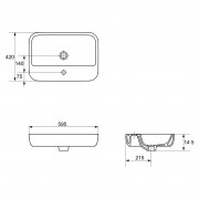 Раковина Caspia Square 60 накладна ( K11-0095-EX2/K11-0095 )