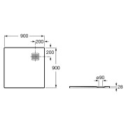 Піддон Terran 90x90 цемент ( AP0338438401300 )