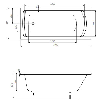 Ванна Linea 180x80 з ніжками ( A24T058000 ) Ванна Linea 180x80 з ніжками ( A24T058000 )