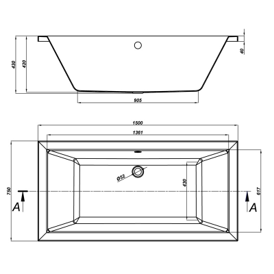 Акрилова ванна Intro 150x75 ( S301-066 ) Акрилова ванна Intro 150x75 ( S301-066 )