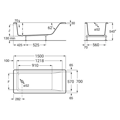 Ванна Easy 150x70 з ніжками ( A248196000 ) Ванна Easy 150x70 з ніжками ( A248196000 )