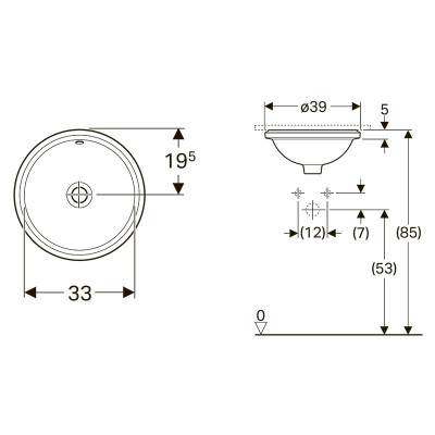 Раковина VariForm 33 врізна під стільницю, кругла ( 500.745.01.2 ) Раковина VariForm 33 врізна під стільницю, кругла ( 500.745.01.2 )