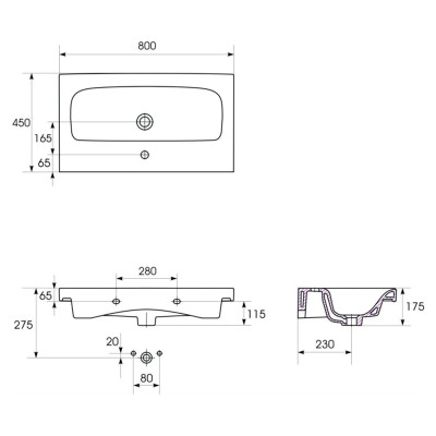 Раковина Moduo 80 ( K116-013 ) Раковина Moduo 80 ( K116-013 )
