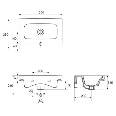 Раковина Moduo 50 ( K116-008 ) Раковина Moduo 50 ( K116-008 )