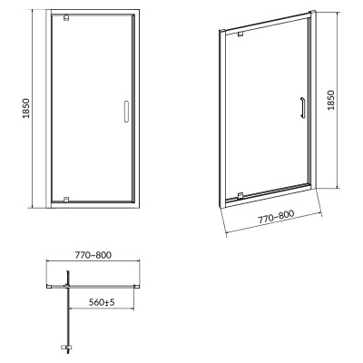 Душові двері Pivot Basic 80x185 ( S158-001 ) Душові двері Pivot Basic 80x185 ( S158-001 )