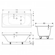 Ванна Soana 180х80 Slim rim з ніжками ( 554.004.01.1 )
