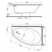 Ванна Elipso 160x100 права з ніжками ( XWA0660000 )