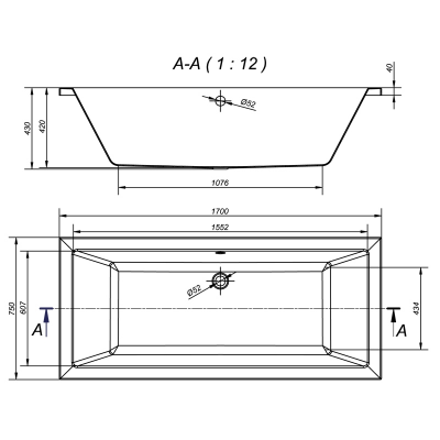 Акрилова ванна Intro 170x75 ( S301-068 ) Акрилова ванна Intro 170x75 ( S301-068 )