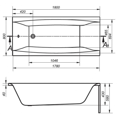 Акрилова ванна Virgo 180x80 ( S301-103 ) Акрилова ванна Virgo 180x80 ( S301-103 )