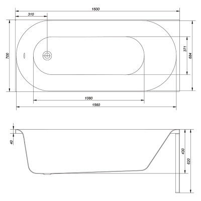 Ванна Octavia 160x70 з ніжками ( S301-252 ) Ванна Octavia 160x70 з ніжками ( S301-252 )