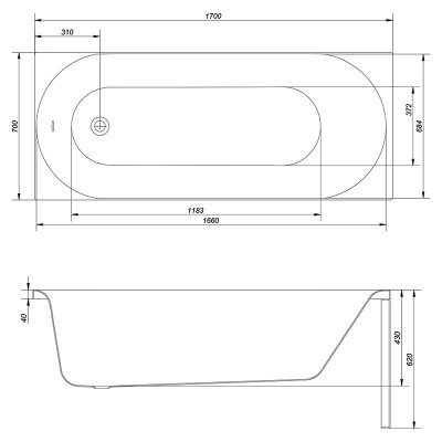 Ванна Octavia 170x70 з ніжками ( S301-253 ) Ванна Octavia 170x70 з ніжками ( S301-253 )