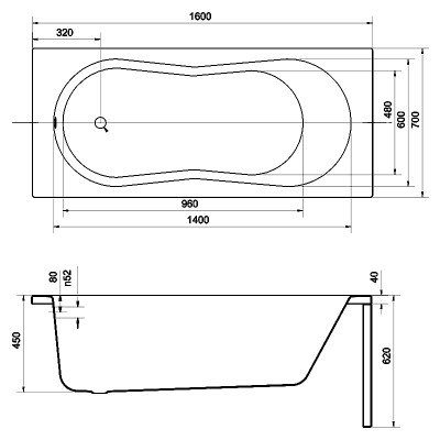 Ванна Nike 160x70 з ніжками ( S301-248 ) Ванна Nike 160x70 з ніжками ( S301-248 )