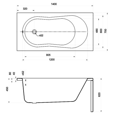 Ванна Nike 140x70 з ніжками ( S301-245 ) Ванна Nike 140x70 з ніжками ( S301-245 )