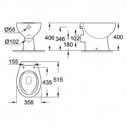 Чаша унітаза Bau Rimless пристінна ( 39430000 )