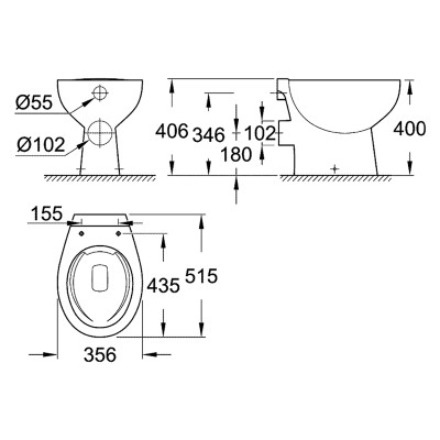Чаша унітаза Bau Rimless пристінна ( 39430000 ) Чаша унітаза Bau Rimless пристінна ( 39430000 )