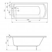 Ванна Linea 160x70 з ніжками ( A24T018000 )
