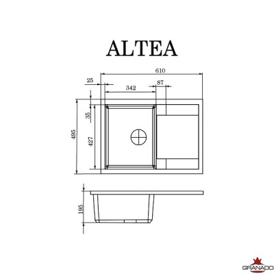 Кухонна мийка Granado ALTEA Gris Кухонна мийка Granado ALTEA Gris