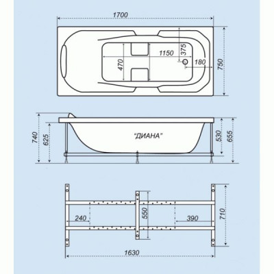 Ванна прямоугольная Triton Диана 170х75 Ванна прямоугольная Triton Диана 170х75
