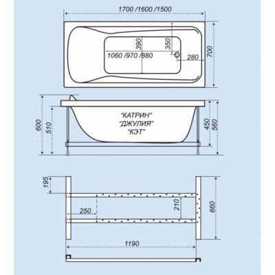 Ванна прямокутна Triton Катрін 170x70 Ванна прямокутна Triton Катрін 170x70