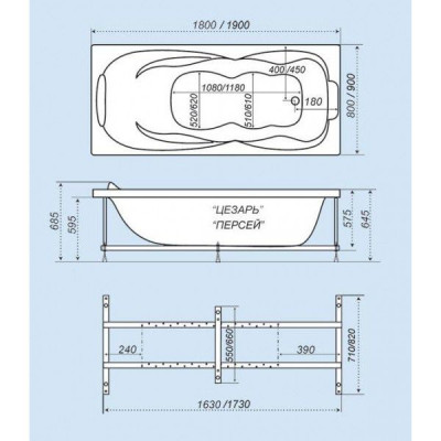Ванна прямокутна Triton Персей 190х90 Ванна прямокутна Triton Персей 190х90