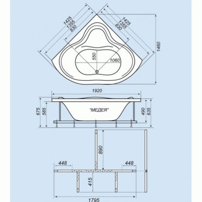 Ванна кутова Triton Медея 143х143 Ванна кутова Triton Медея 143х143