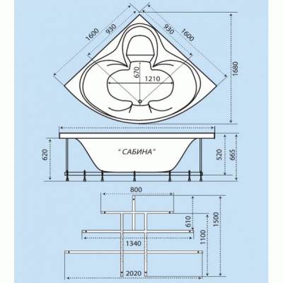 Ванна кутова Triton Сабіна 160х160 Ванна кутова Triton Сабіна 160х160