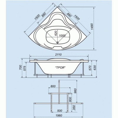 Ванна кутова Triton Троя 150х150 Ванна кутова Triton Троя 150х150