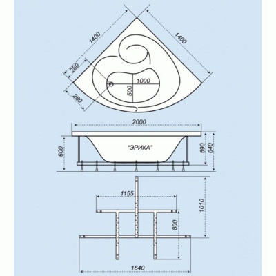Ванна угловая Triton Эрика 140х140 Ванна угловая Triton Эрика 140х140