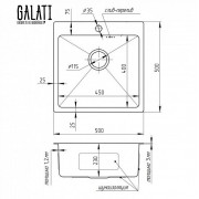Кухонна мийка Galati Arta U-450 3419 50x50x23