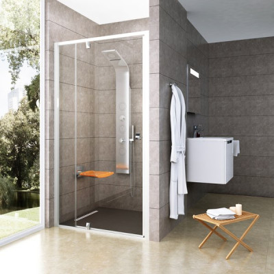 Душові двері Pivot PDOP2 (PDOP2-120 білий+Transparent) Душові двері Pivot PDOP2 (PDOP2-120 білий+Transparent)