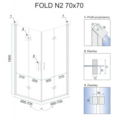 Душева кабіна REA FOLD N2 80Х80 Душева кабіна REA FOLD N2 80Х80