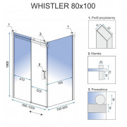 Душова кабіна REA WHISTLER 80X100