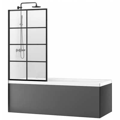 Шторка для ванни Rea Lagos - 1 Fix 80 Чорний REA-K4561 Шторка для ванни Rea Lagos - 1 Fix 80 Чорний REA-K4561