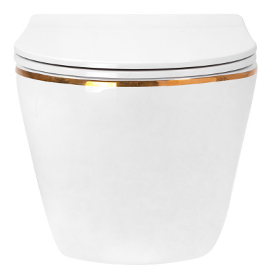 Унітаз Carlo white Mini Flat Gold Edge REA-C1222 Унітаз Carlo white Mini Flat Gold Edge REA-C1222