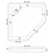 Душовий піддон Rea Diamond 90x90 Чорний REA-K8543