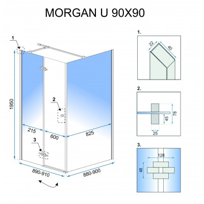 Душова кабіна Rea Morgan 90x90 Душова кабіна Rea Morgan 90x90