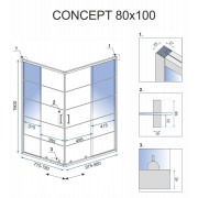 Душова кабіна Rea Concept 80x100 Чорний REA-K6389