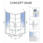 Душова кабіна Rea Concept 90x90 Чорний REA-K5478