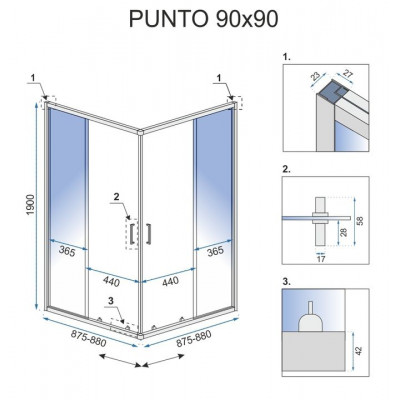 Душова кабіна Rea PUNTO 90x90 Хром REA-K0867 Душова кабіна Rea PUNTO 90x90 Хром REA-K0867