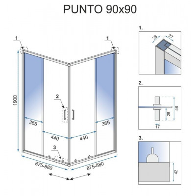 Душова кабіна Rea PUNTO 90x90 Чорний REA-K4801 Душова кабіна Rea PUNTO 90x90 Чорний REA-K4801