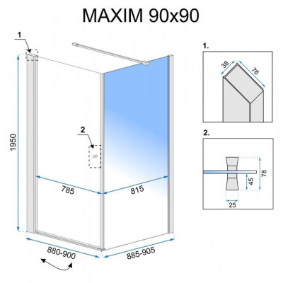 Душова кабіна Rea Maxim 90x90 P Душова кабіна Rea Maxim 90x90 P