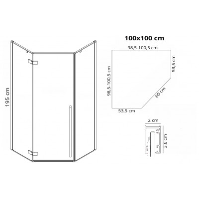 Душова кабіна Rea Diamond 100x100 Хром REA-K5623 Душова кабіна Rea Diamond 100x100 Хром REA-K5623